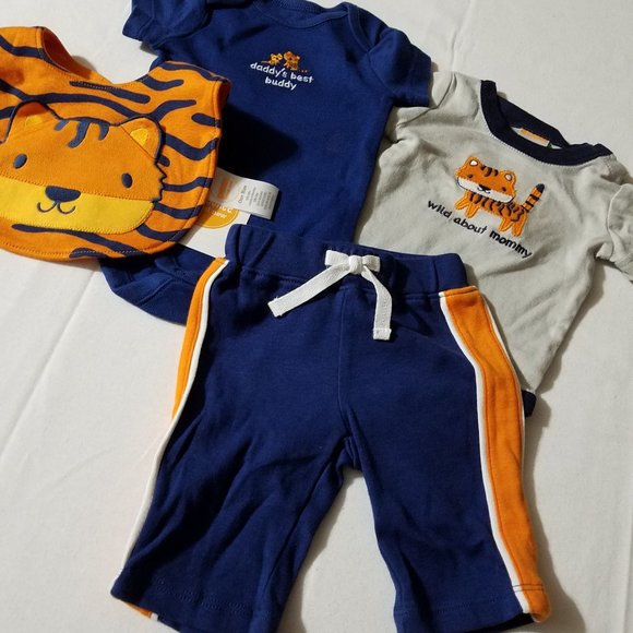 Gymboree Little Roar NWT Newborn Bodysuits, Pants & Bib. Gray is Outlet - Picture 4 of 4